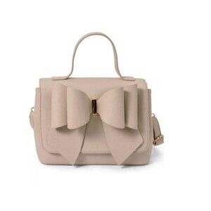 GROSSI/LIKE DREAMS Eva double bowtie vegan leather top handle crossbody -BEIGE